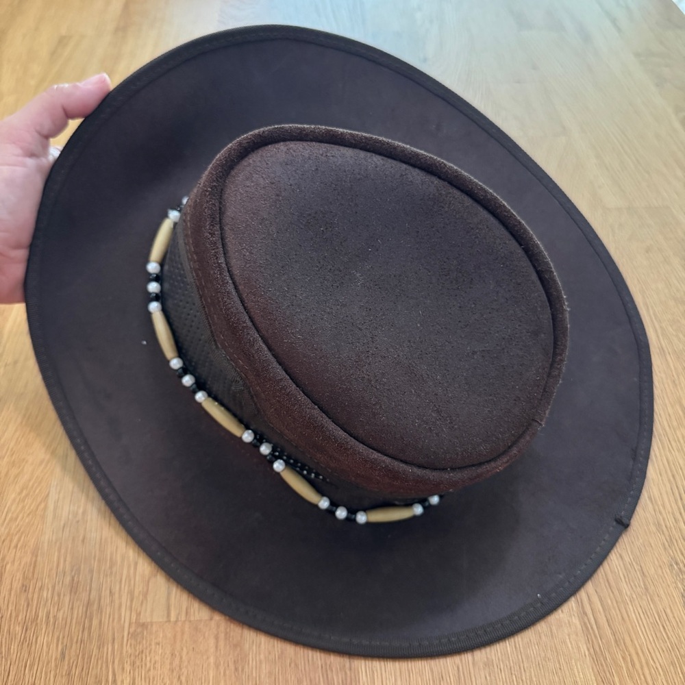 Bullhide LARGE Brown Leather Cowgirl Cowboy Festival Western Rodeo Hat - Picture 4 of 10